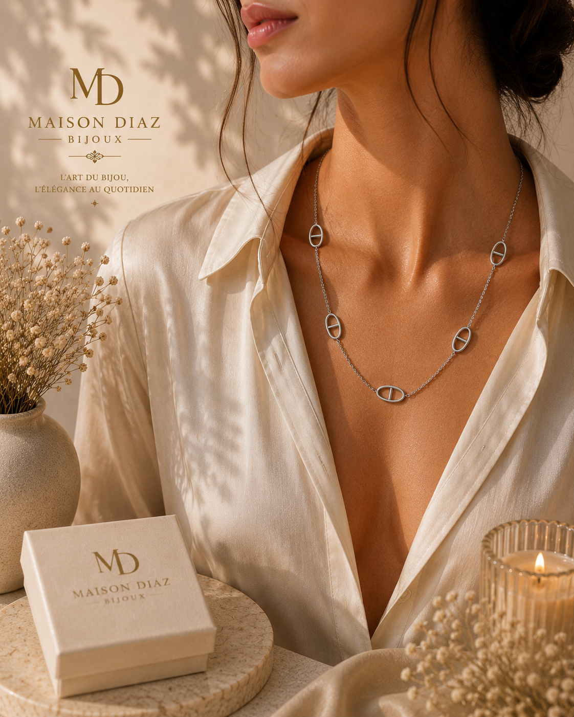 Collier Maillon Argenté